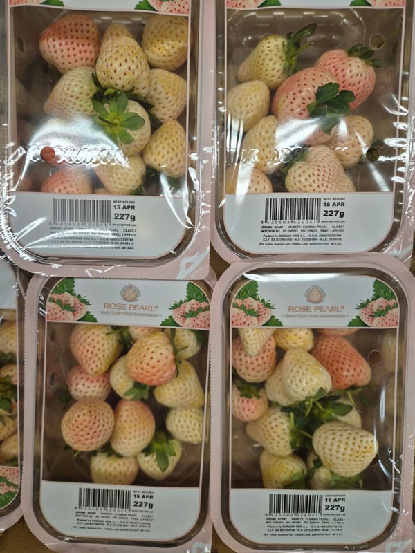 Rose Pearl strawberries spotted in West Suffolk packaging