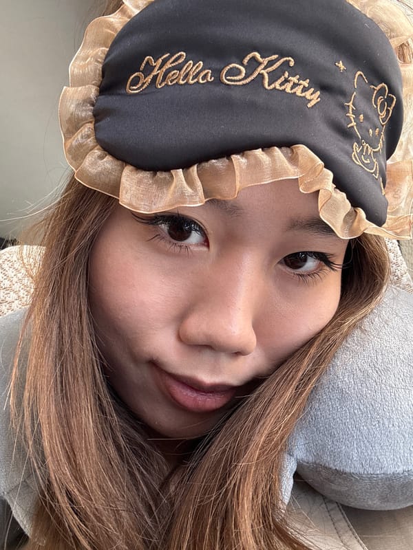 Woman photographed wearing Hello Kitty eye mask in China