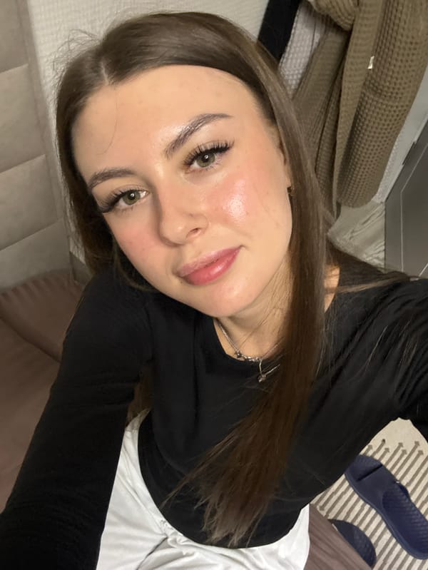 Woman documents evening at home in Dubovaya, Russia