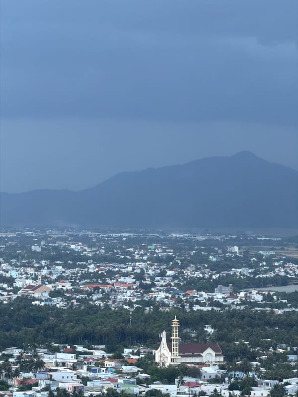 Aerial view captures Nha Trang under stormy skies
