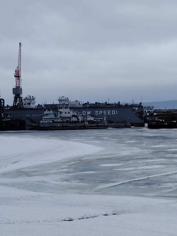 Morning scenes captured in frozen Chaikovsky harbor and snowy forest