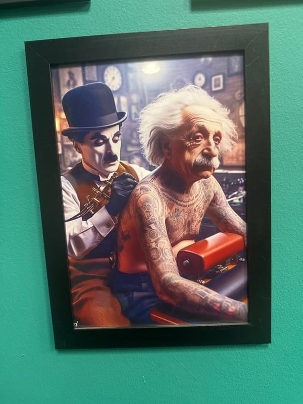 Inside a decorated tattoo studio in Yegorlykskaya, Russia