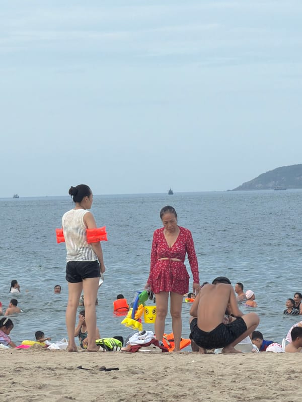 Nha Trang beachfront in full swing on a cloudy morning
