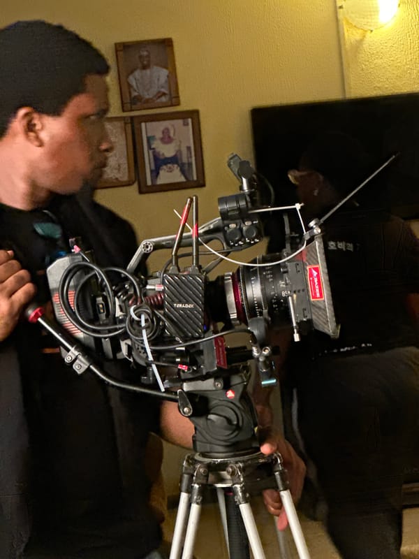 Film production underway in Lagos studio with professional equipment