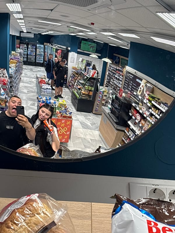 Couple takes selfie while shopping in Pleven store