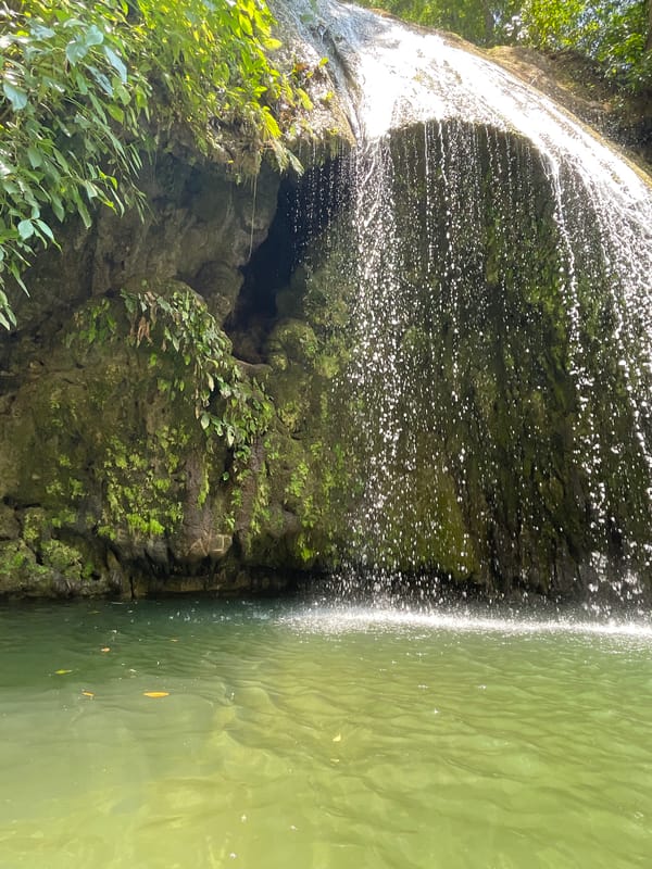 Waterfall observed in natural setting in Guanta, Venezuela
