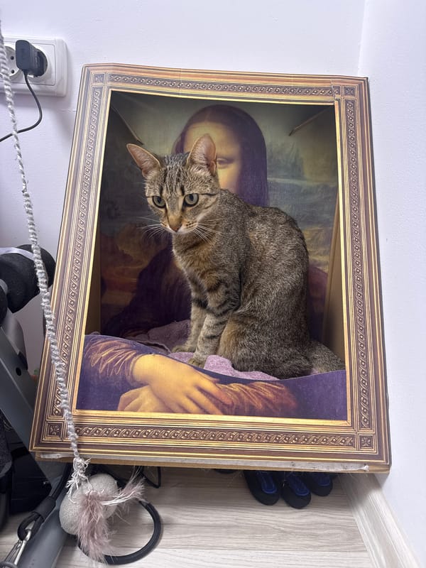 Cat poses as Mona Lisa in Bulgarian home scene