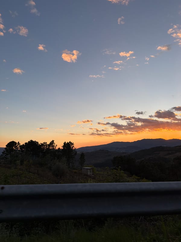 Sunset landscape captured from roadside viewpoint in Vila Real