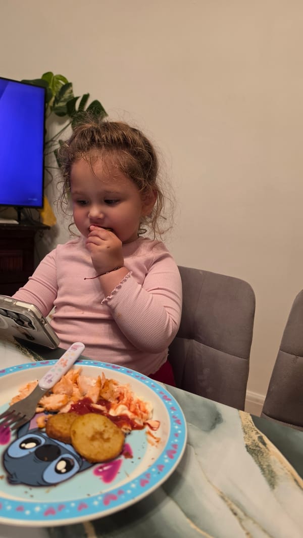 Child enjoys meal from Stitch plate in London