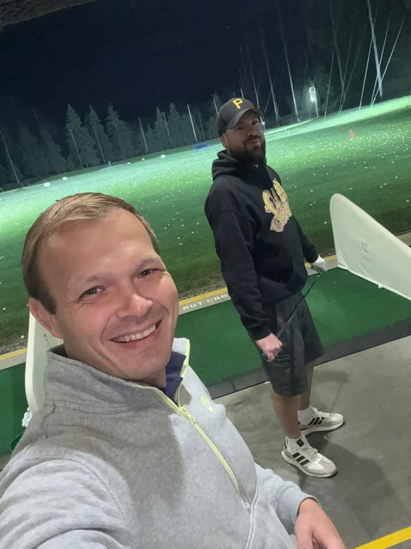 Early morning golf practice session observed at Burnaby driving range