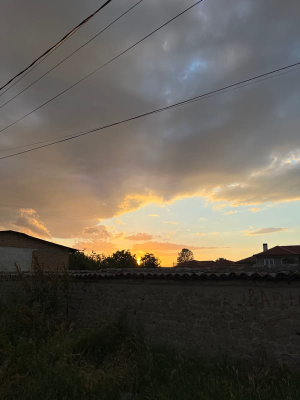 Overcast sunset observed in Skutare, Bulgaria