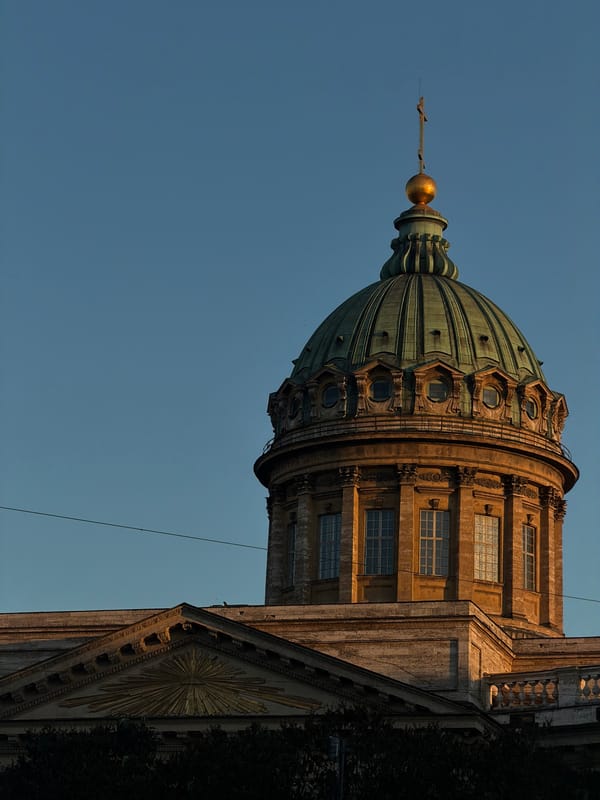 Classical architecture and street life in central Saint Petersburg