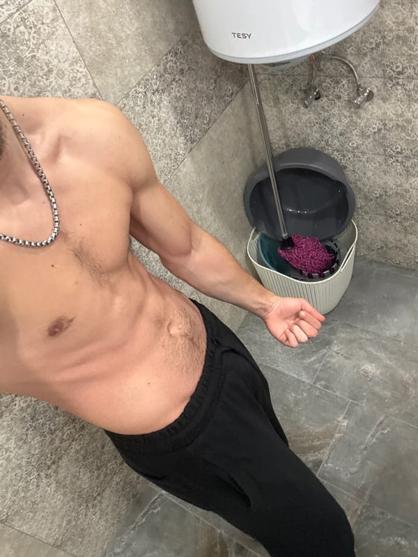 Man takes bathroom mirror selfies in Burgas, Bulgaria