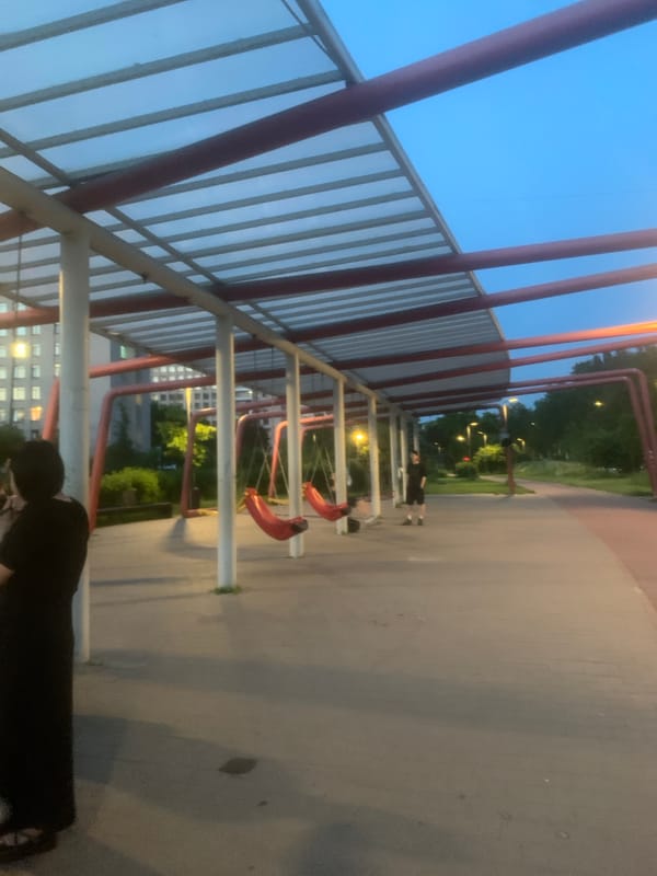 Evening documentation of playground and streetscape in Vsevolozhsk
