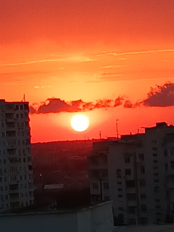 Baku skyline burns orange during a striking summer sunset