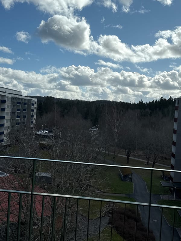 Elevated view of Jönköping landscape captured from window