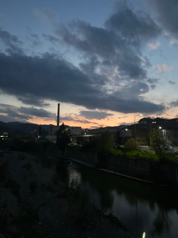 Evening documentation of Zlatograd streets and architecture at twilight