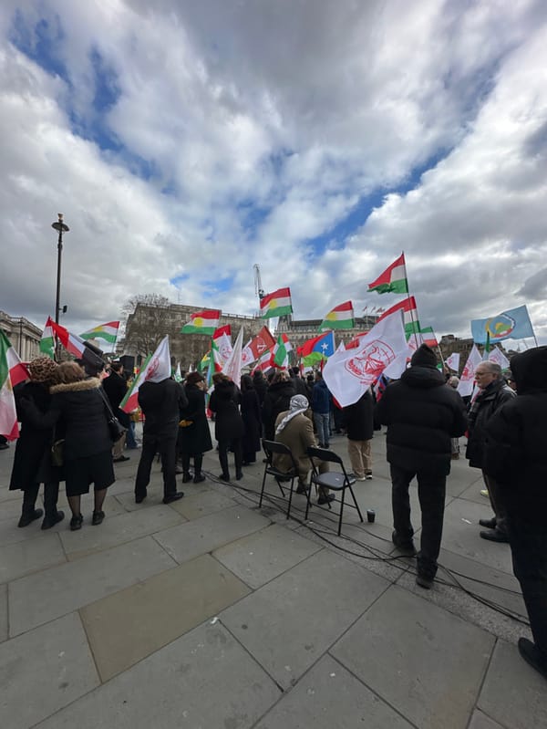 Iranian protest held in London's Trafalgar Square Saturday afternoon