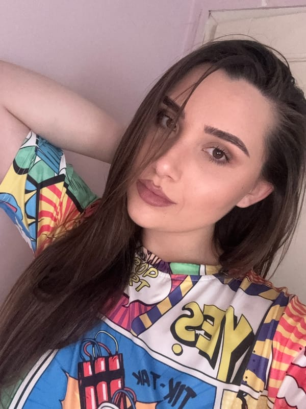 Woman takes selfies in Gabrovo, Bulgaria