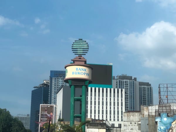 Clock tower construction documented in Medan, Indonesia