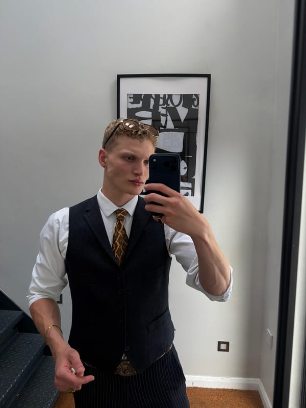 Mirror selfie in a dressed-up outfit, London