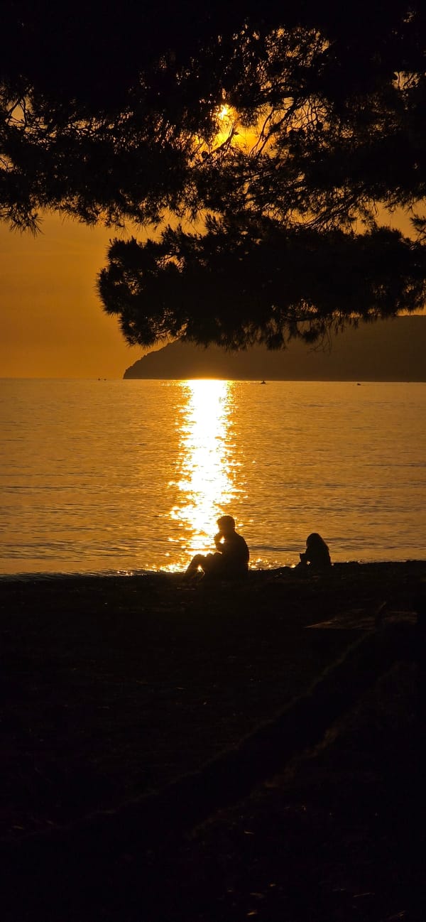 Sunset observed along Bar Montenegro coastline during evening hours