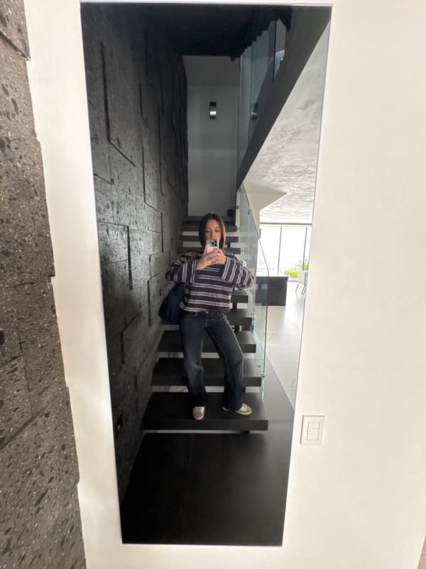 Person takes mirror selfie in modern Puebla building
