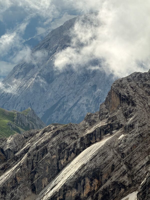 High alpine hiking stop in the Bavarian Alps near Garmisch-Partenkirchen