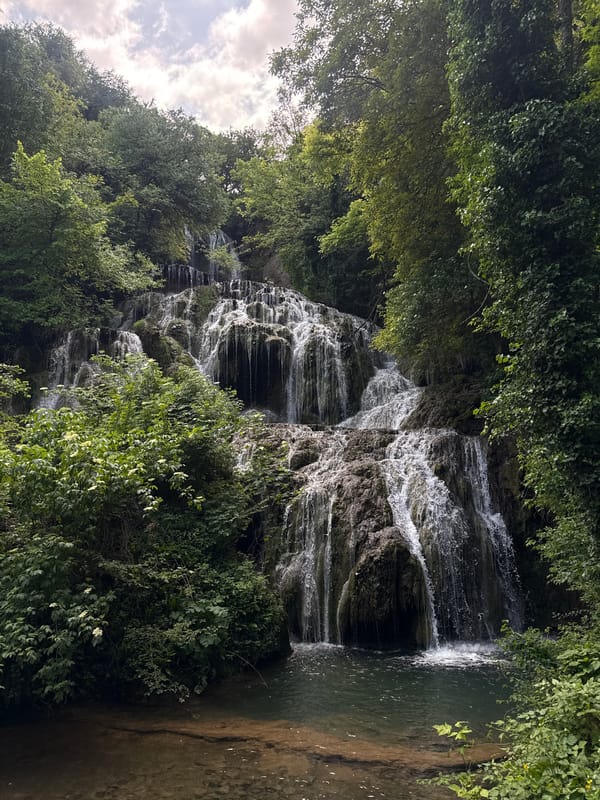 Waterfall observed cascading down terraces in Krushuna, Bulgaria