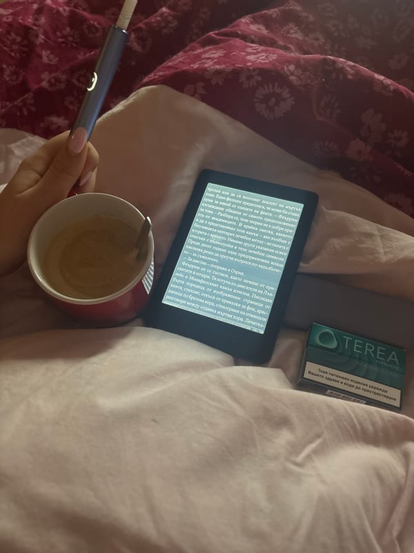 Morning reading and coffee routine in Veliko Tarnovo