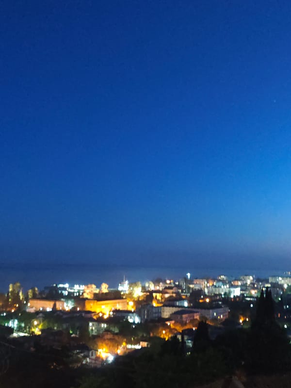 Twilight panoramas captured across Sokhumi, Abkhazia's illuminated cityscape