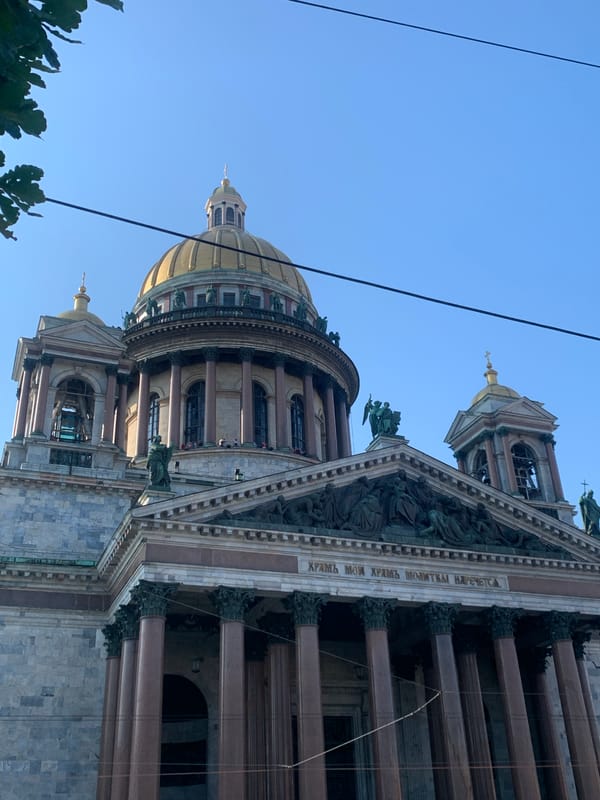 Up-close exploration of Saint Isaac's Cathedral on a sunny afternoon