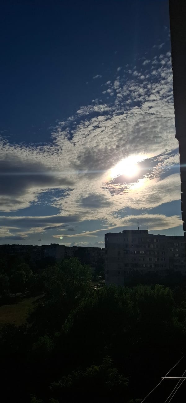 Sofia skyline and cloud patterns on a July afternoon