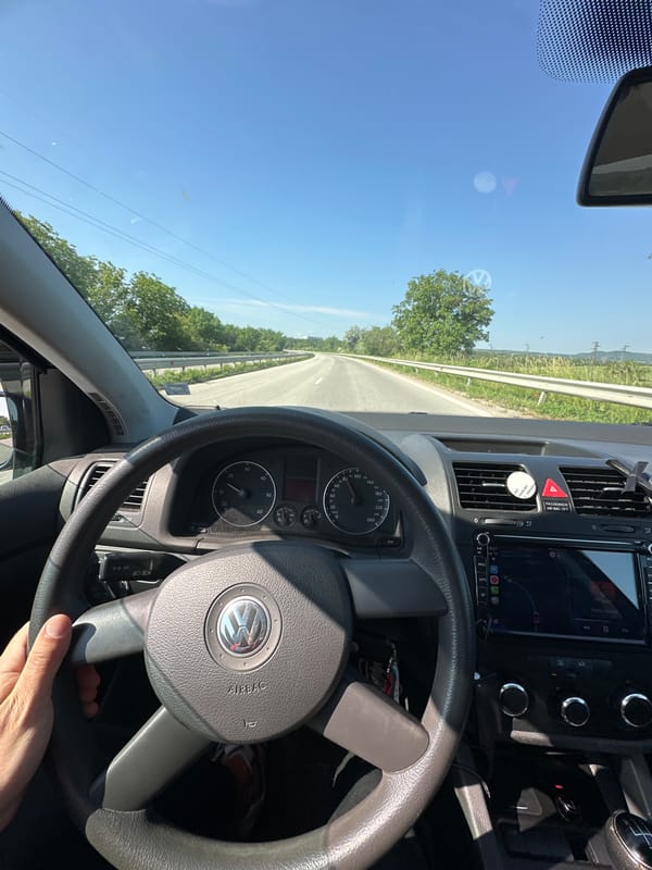 Morning highway drive captured near Lovech, Bulgaria