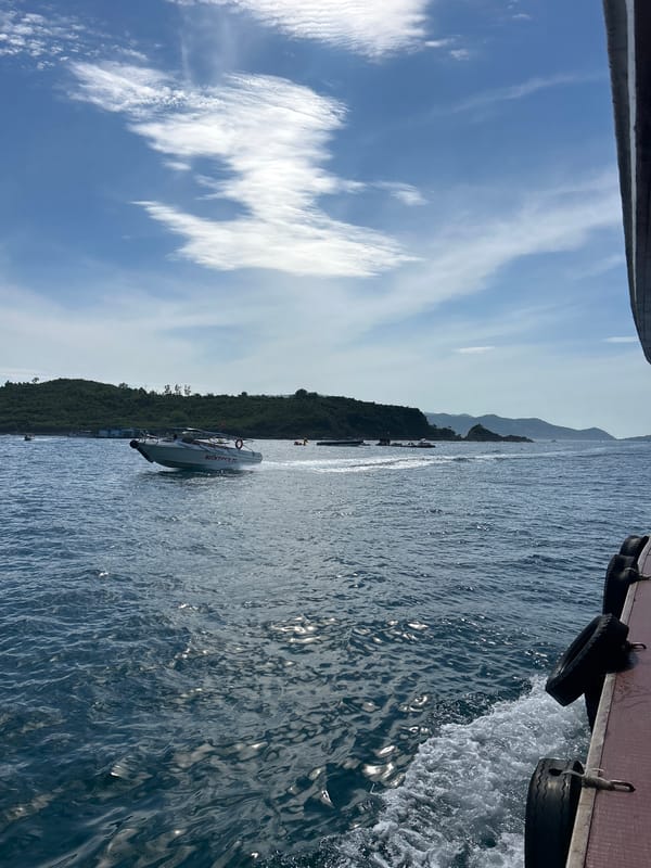 Speedboat racing through open ocean off Nha Trang