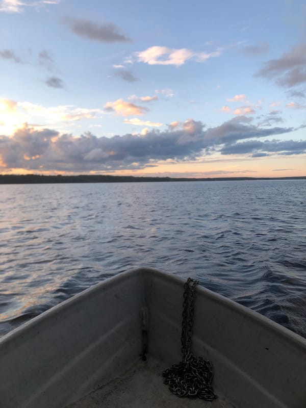Sunset on the water near Svirstroy, Russia