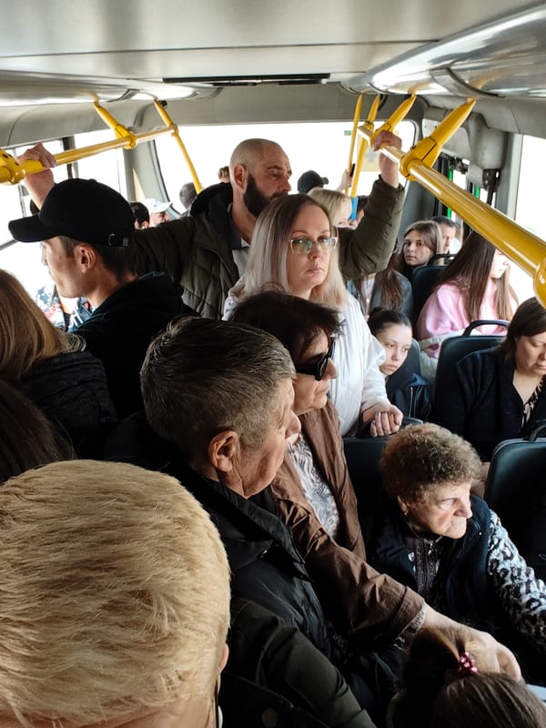 Crowded bus observed during early morning hours in Yekaterinburg