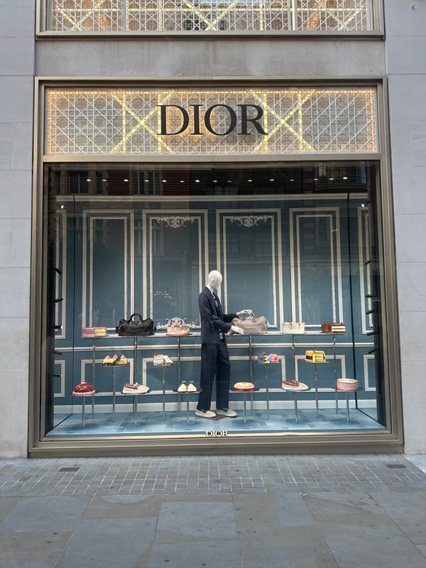 Knightsbridge luxury retail strip on a summer afternoon