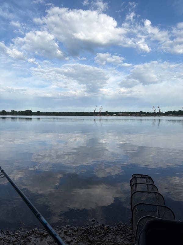 Industrial waterway scene captured in Chaikovsky, Russia early morning
