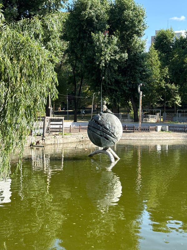Afternoon hangout at a Dnipro riverside park