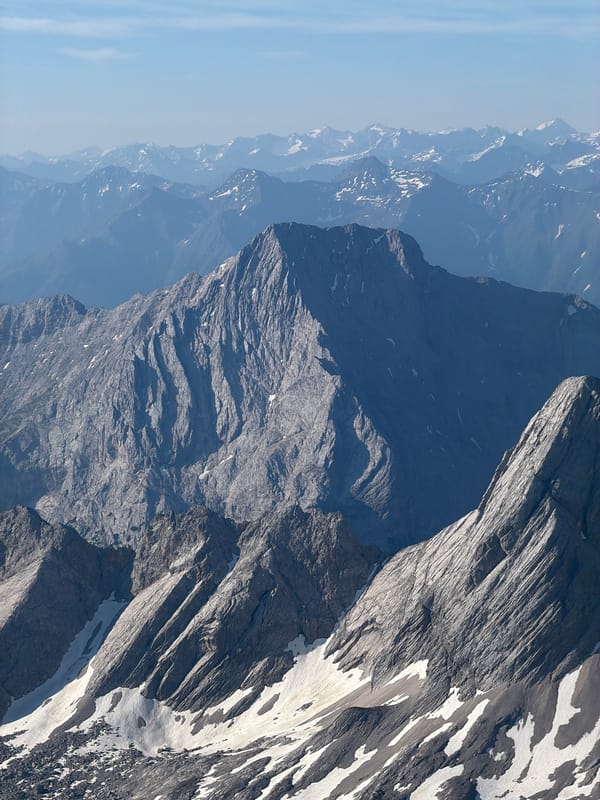 Early morning views across the Zugspitze massif in the Bavarian Alps