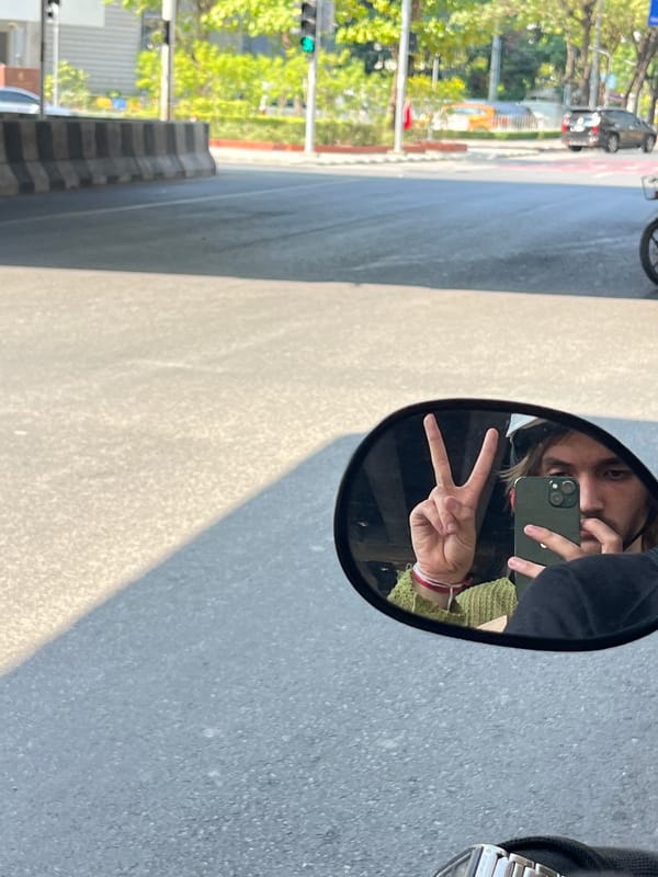 Morning selfie and police presence captured in Bangkok
