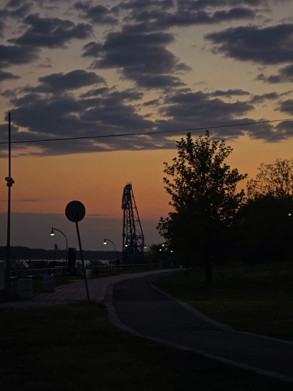 Evening waterfront scene captured in Ruse, Bulgaria