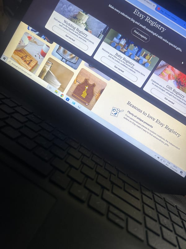 Etsy Registry webpage viewed on laptop in Razgrad, Bulgaria