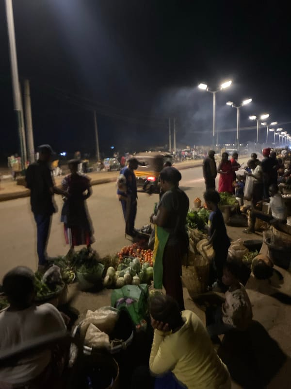 Evening street life and markets documented in Bukuru, Nigeria
