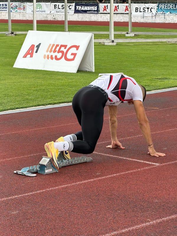 Athletic events at Gabrovo stadium with track preparations