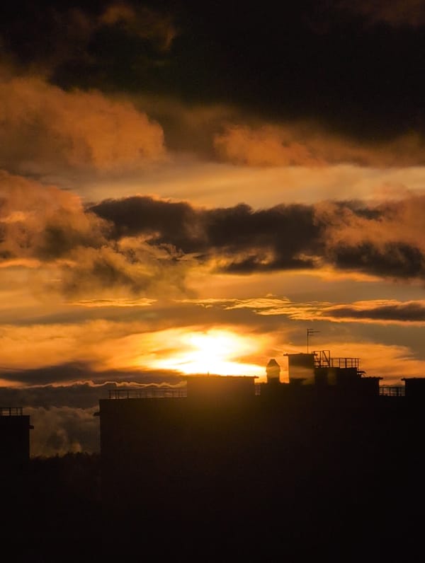Fiery Saint Petersburg sunset, watched from home