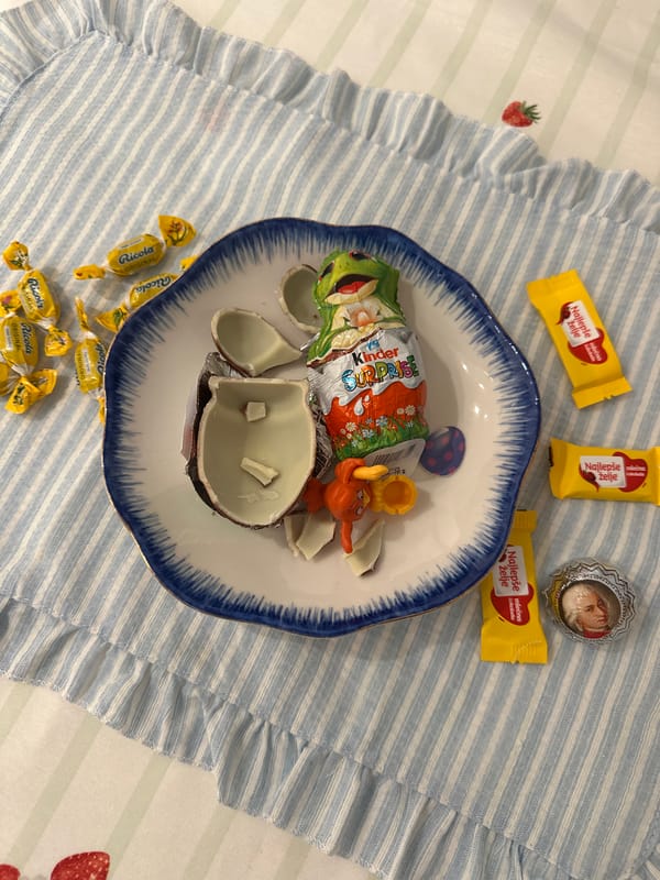 Morning snack session with Kinder eggs in Bar, Montenegro