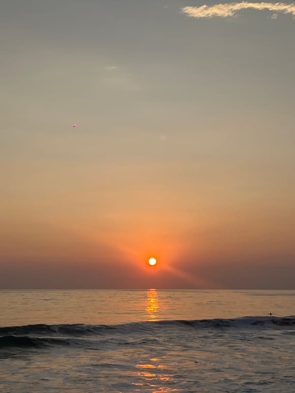 Sunset observed over ocean at Brisas de Zicatela, Mexico