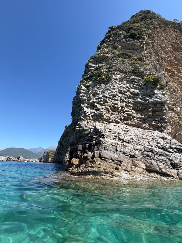 Coastal cliffs documented along Adriatic Sea near Budva, Montenegro